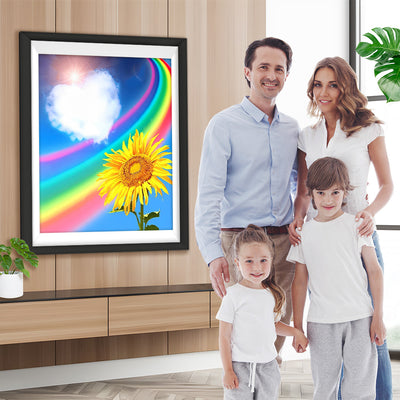 Regenbogen, Herz und Sonnenblume Diamond Painting