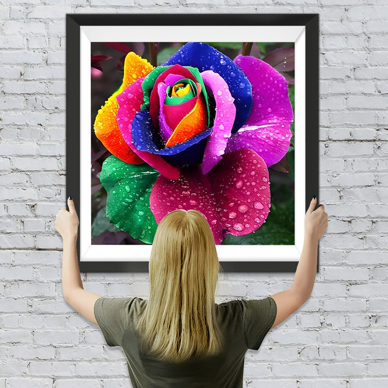 Regenbogen-Rose Diamond Painting