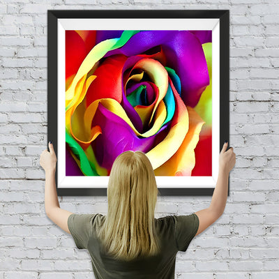 Regenbogen-Rose Diamond Painting