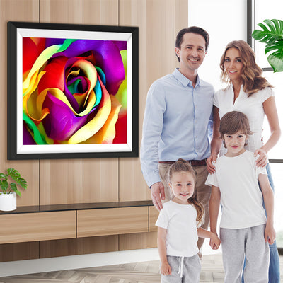 Regenbogen-Rose Diamond Painting