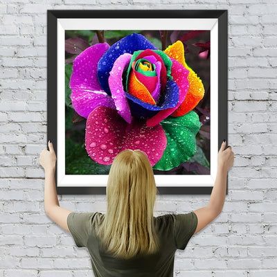 Regenbogen-Rose Diamond Painting