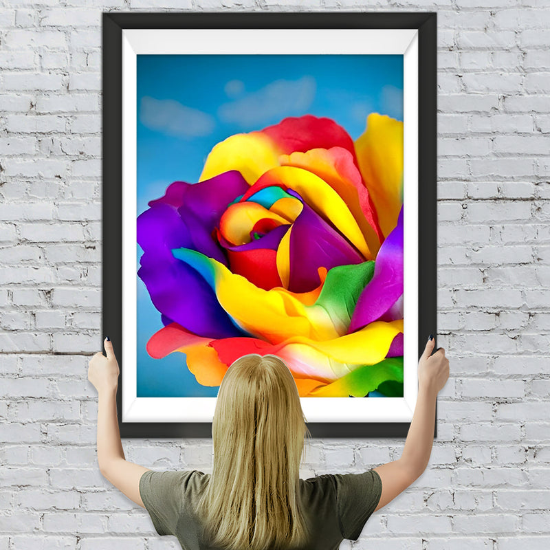 Regenbogen-Rose Diamond Painting