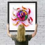 Regenbogen-Rose und Brokatkarpfen Diamond Painting