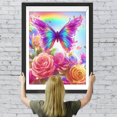 Regenbogen Schmetterling Rosen Diamond Painting