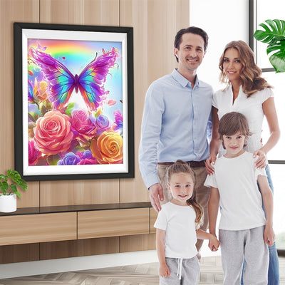 Regenbogen Schmetterling Rosen Diamond Painting