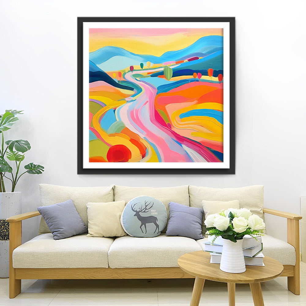 Regenbogenstraße in den Bergen Diamond Painting