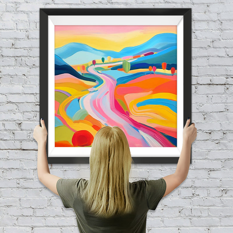 Regenbogenstraße in den Bergen Diamond Painting