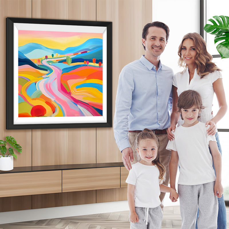 Regenbogenstraße in den Bergen Diamond Painting