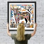 Retro Geometrische Kuh Diamond Painting