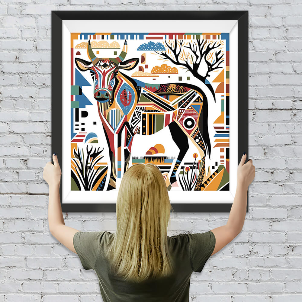 Retro Geometrische Kuh Diamond Painting