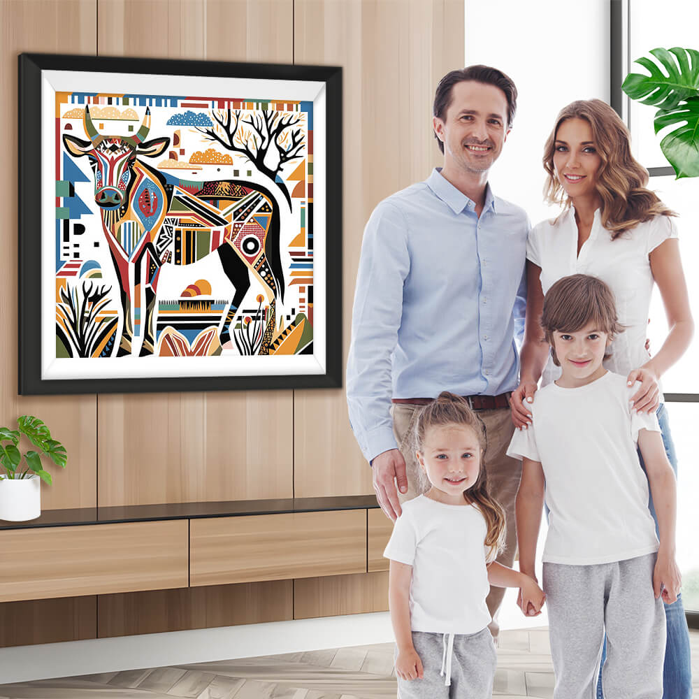 Retro Geometrische Kuh Diamond Painting