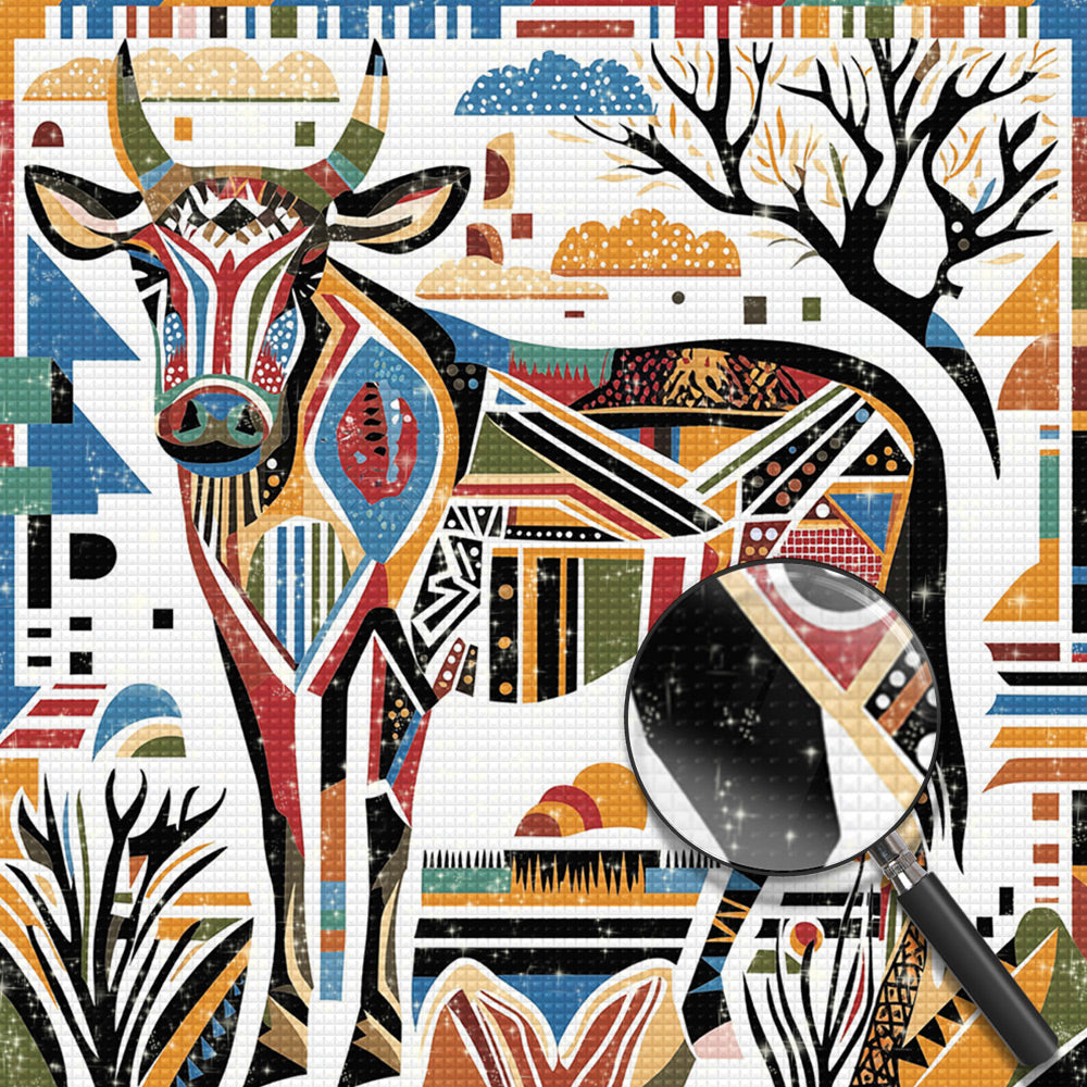 Retro Geometrische Kuh Diamond Painting
