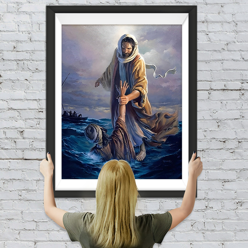 Rettung von Menschen vor dem Sturz ins Meer Diamond Painting