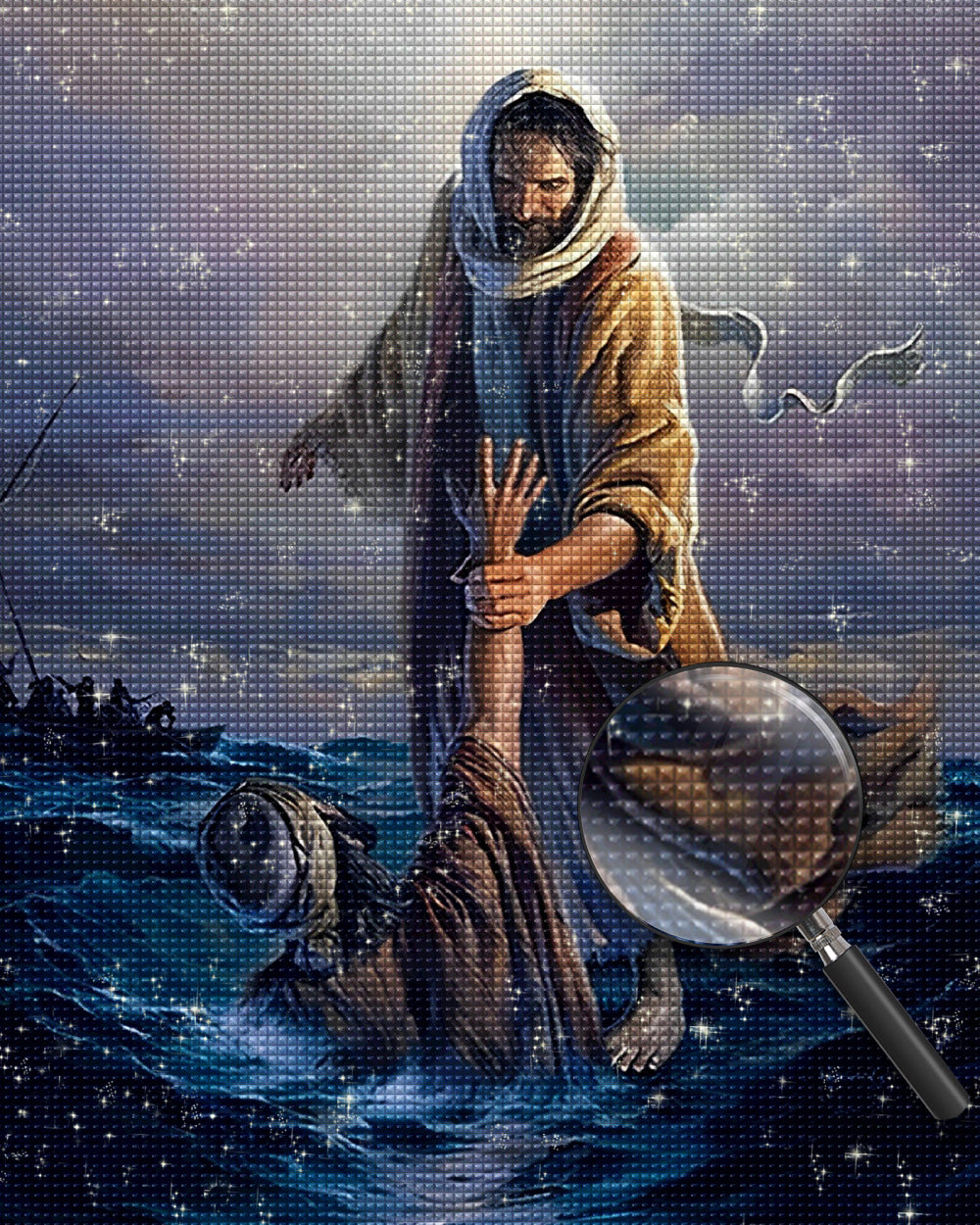 Rettung von Menschen vor dem Sturz ins Meer Diamond Painting