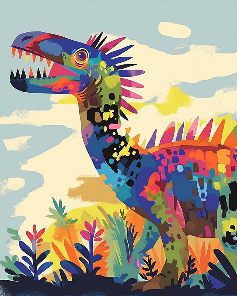Riesige abstrakte bunte Dinosaurier Diamond Painting
