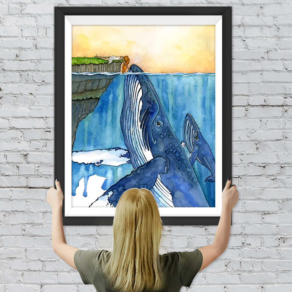 Riesige Wale und kleines Mädchen Diamond Painting