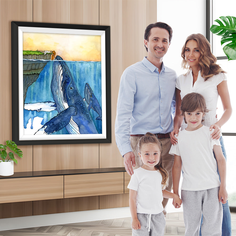 Riesige Wale und kleines Mädchen Diamond Painting