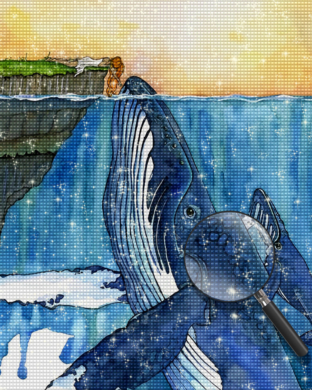 Riesige Wale und kleines Mädchen Diamond Painting