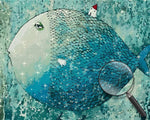 Riesiger blauer Fisch und kleines Haus Diamond Painting
