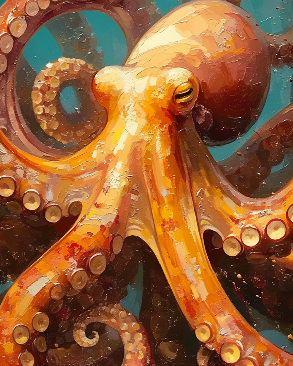 Riesiger Oktopus in der Tiefsee Diamond Painting