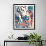 Riesiger Tiger und schönes Mädchen Diamond Painting