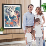 Riesiger Tiger und schönes Mädchen Diamond Painting