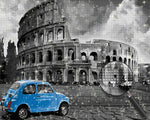 Römisches Kolosseum und Blauer Wagen Diamond Painting