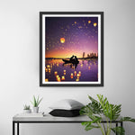 Romantisches Paar auf Boot bei Nacht Diamond Painting