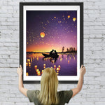 Romantisches Paar auf Boot bei Nacht Diamond Painting