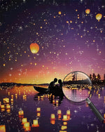 Romantisches Paar auf Boot bei Nacht Diamond Painting