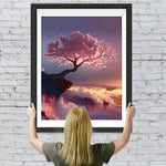 Rosa Baum in den Wolken Diamond Painting