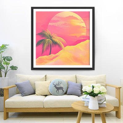 Rosa Berg und Sonnenaufgang Diamond Painting