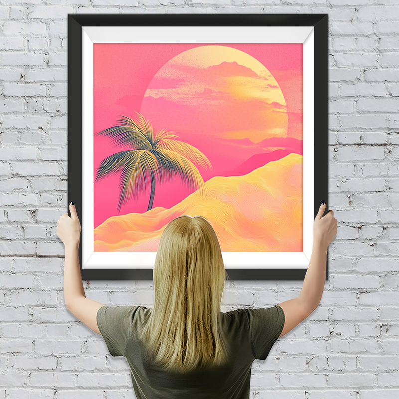 Rosa Berg und Sonnenaufgang Diamond Painting