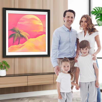 Rosa Berg und Sonnenaufgang Diamond Painting