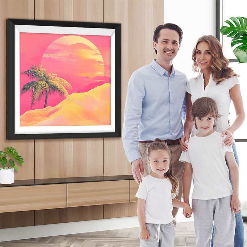 Rosa Berg und Sonnenaufgang Diamond Painting