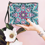 Rosa-blaues Mandala Diamond Painting Handgelenktasche
