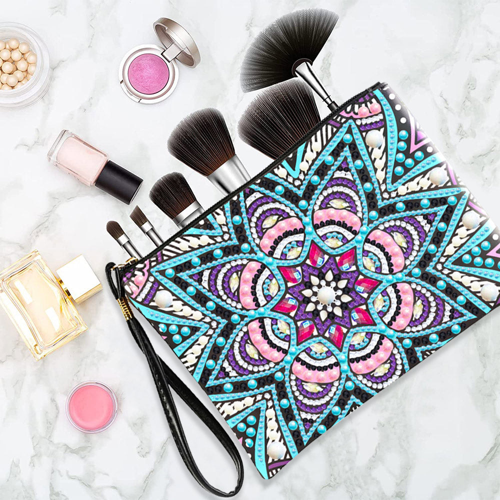 Rosa-blaues Mandala Diamond Painting Handgelenktasche