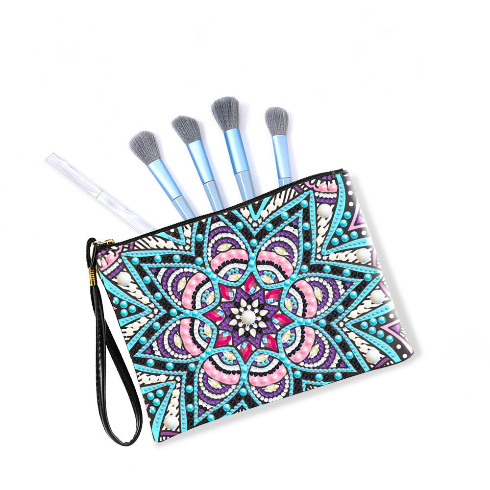 Rosa-blaues Mandala Diamond Painting Handgelenktasche