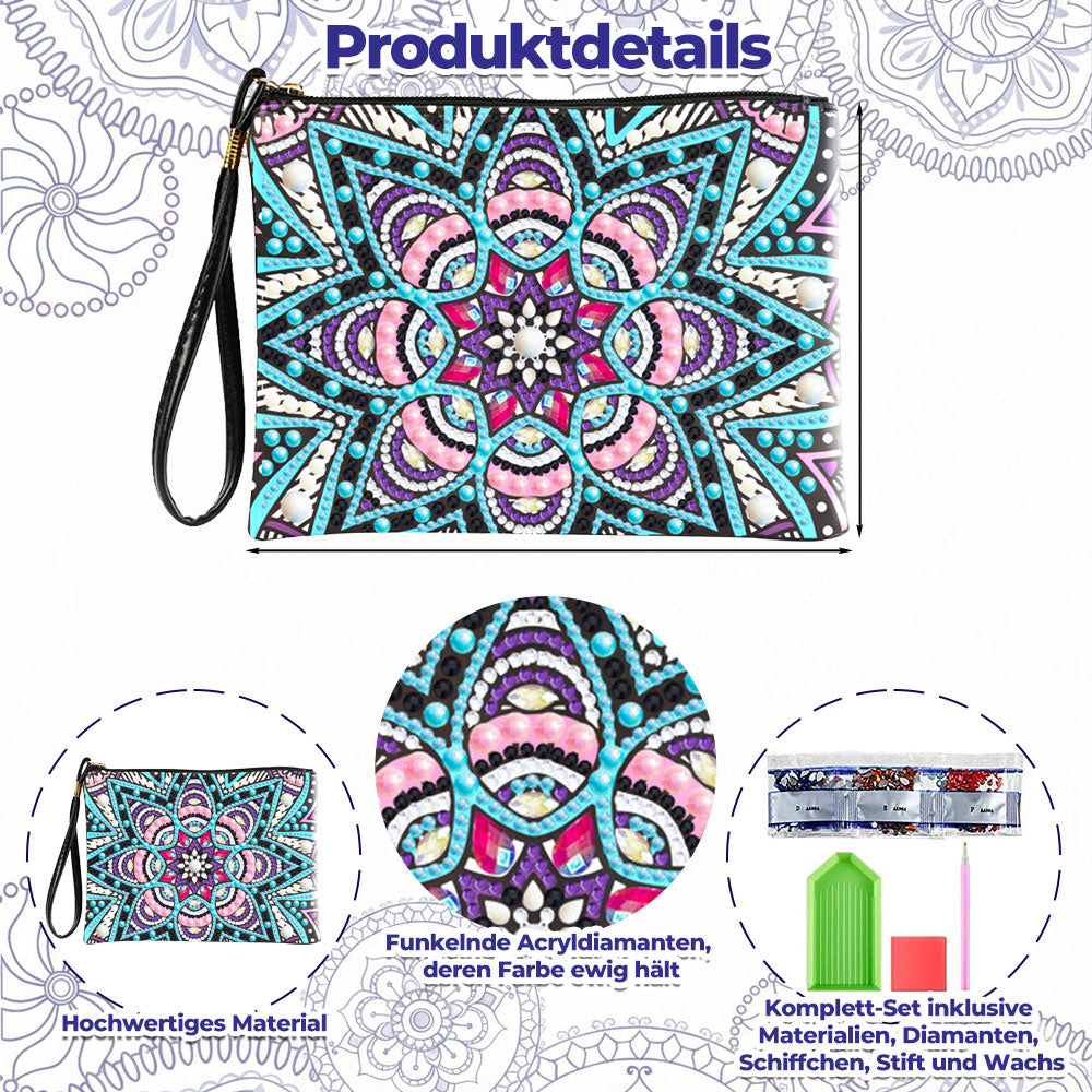 Rosa-blaues Mandala Diamond Painting Handgelenktasche