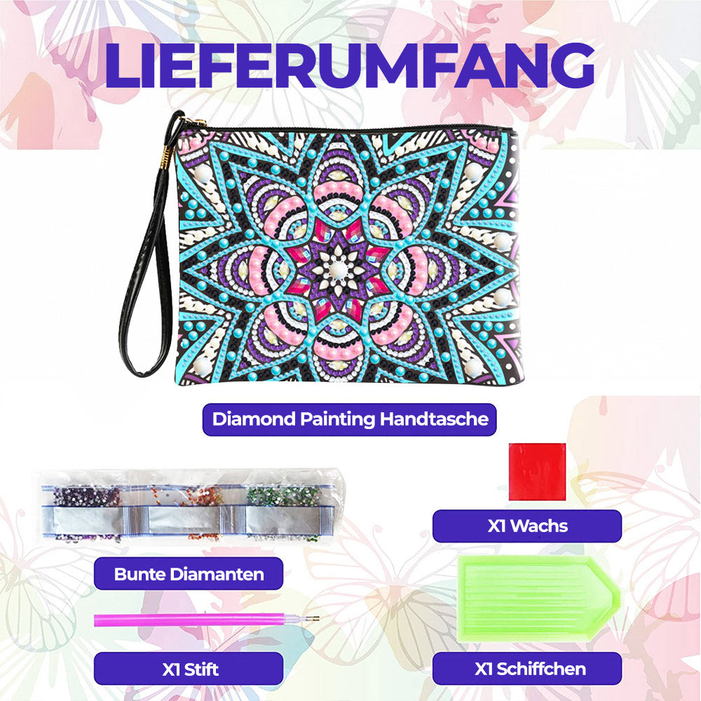 Rosa-blaues Mandala Diamond Painting Handgelenktasche