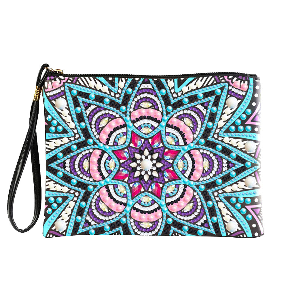 Rosa-blaues Mandala Diamond Painting Handgelenktasche
