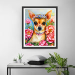 Rosa Blume Chihuahua Diamond Painting
