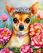Rosa Blume Chihuahua Diamond Painting