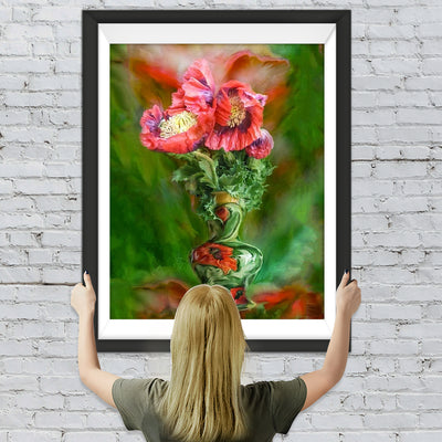 Rosa Blumen in der Vase Diamond Painting