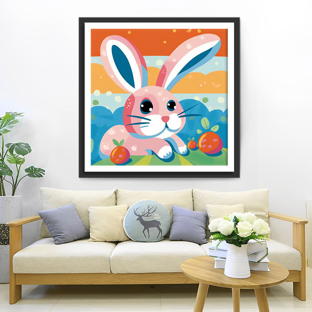 Rosa Cartoon-Kaninchen Diamond Painting
