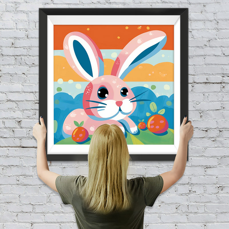 Rosa Cartoon-Kaninchen Diamond Painting