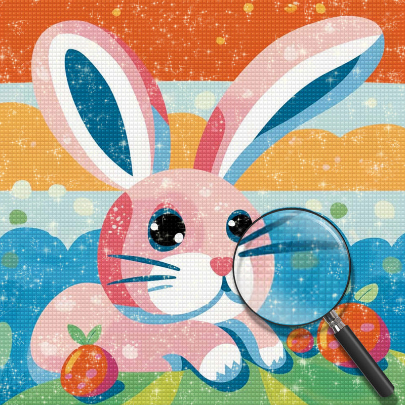 Rosa Cartoon-Kaninchen Diamond Painting