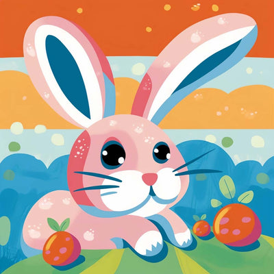 Rosa Cartoon-Kaninchen Diamond Painting