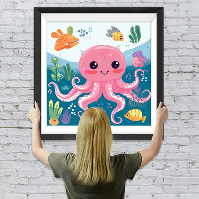 Rosa Cartoon Oktopus Diamond Painting