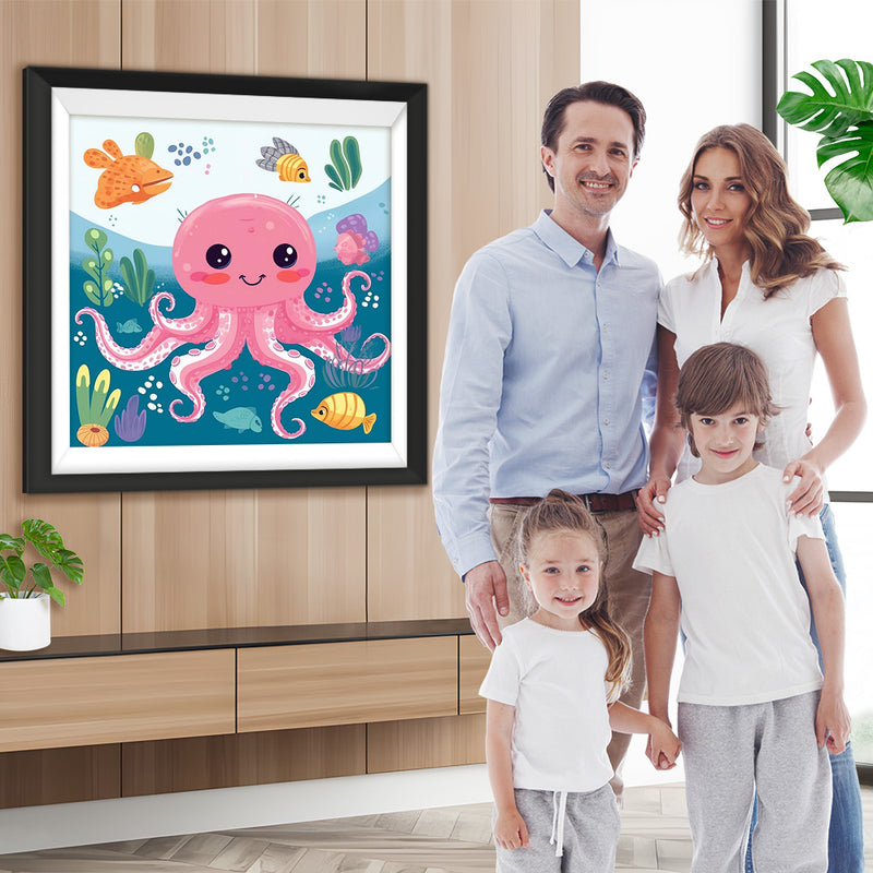 Rosa Cartoon Oktopus Diamond Painting